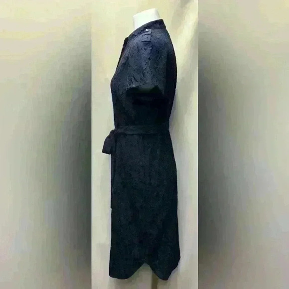 Banana Republic Navy Lace Belted Shirt Dress Size 4 - Picture 5 of 11